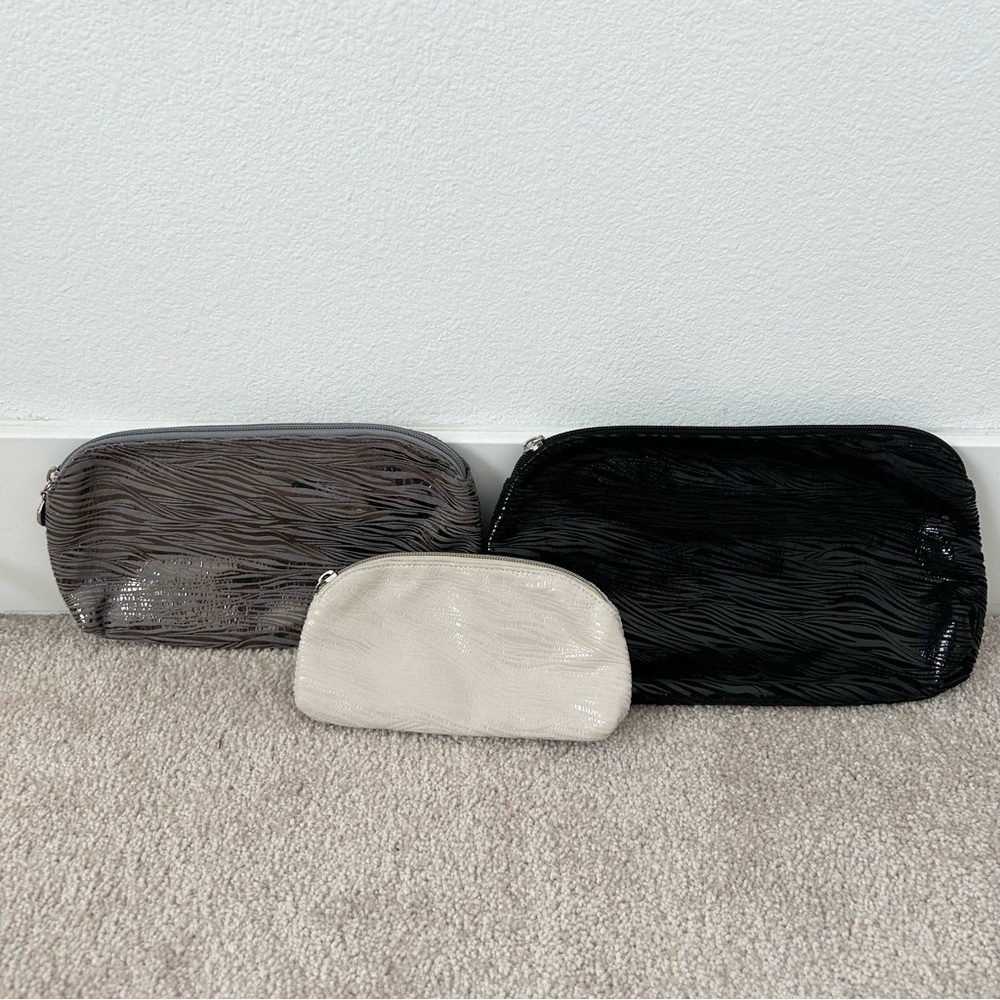 Carlos Falchi Set of 3 Metallic Zebra Pouches
